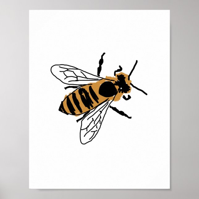 Honey Bee Illustration Bee Painting Art Poster (Vorne)