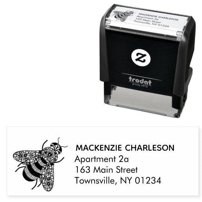 Honey Bee Individuelle Name & Anschrift Permastempel (Honey Bee Personalized name and address self inking stamp)