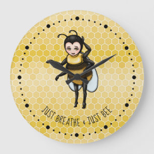 Honey Bee Just Breathe & Just Bee Große Wanduhr