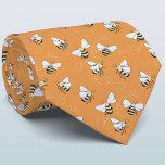 Honey Bee Krawatte<br><div class="desc">Ein Honigbienenmuster auf einem verbrannten orangen Hintergrund für diejenigen, die Natur und Bestäuber Liebe. Originelle Kunst von Nic Squirrell. Ändern Sie die Hintergrundfarbe im Entwurfswerkzeug, um sie anzupassen.</div>