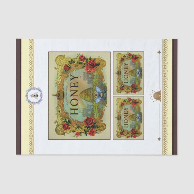 Honey Bee Labels Seidenpapier (Vorderseite)