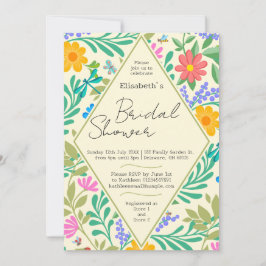 Honey Bee, Ladybug, Butterfly, Dragonfly & Blume Einladung