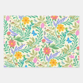 Honey Bee, Ladybug, Butterfly, Dragonfly & Blume Geschenkpapier Set