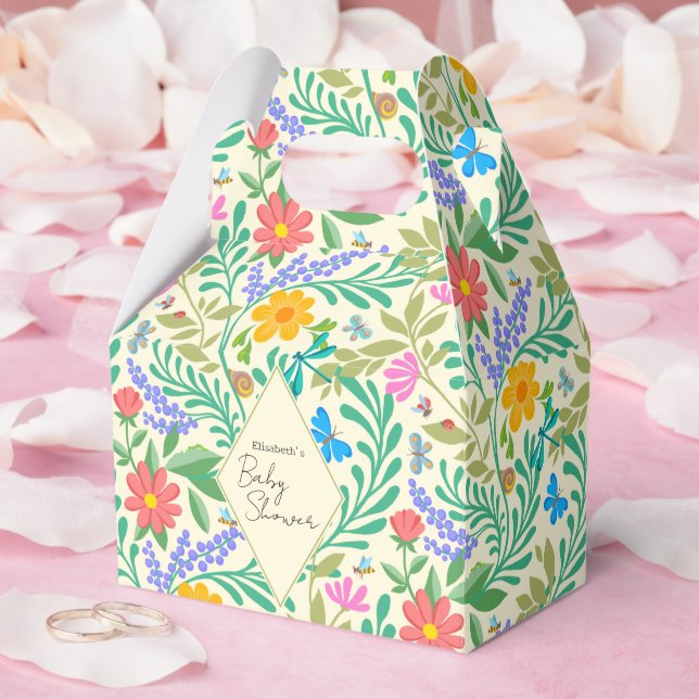 Honey Bee, Ladybug, Butterfly, Dragonfly & Blume Geschenkschachtel (Hochzeit)