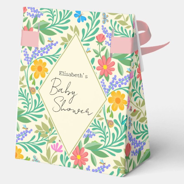 Honey Bee, Ladybug, Butterfly, Dragonfly & Blume Geschenkschachtel (Rückseite)