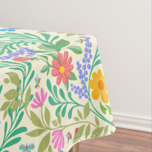 Honey Bee, Ladybug, Butterfly, Dragonfly & Blume Tischdecke