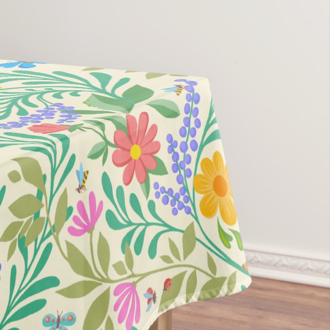 Honey Bee, Ladybug, Butterfly, Dragonfly & Blume Tischdecke (Beispiel)