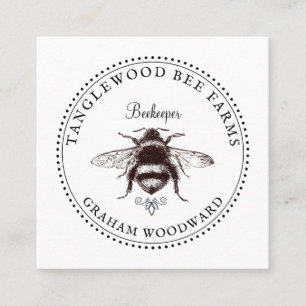 Honey Bee Logo Apiary Beekeeper Honey Products Quadratische Visitenkarte