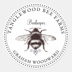 Honey Bee Logo Apiary Beekeeper Honey Products Runder Aufkleber