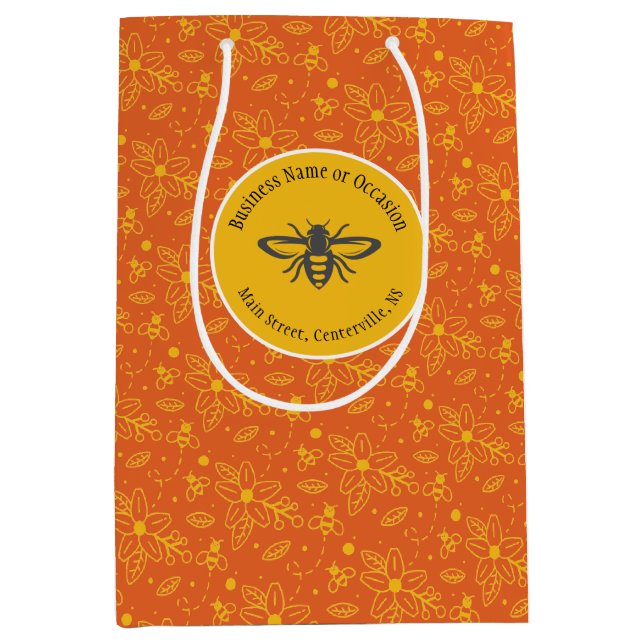 Honey Bee Logo Red Mittlere Geschenktüte (Vorderseite)