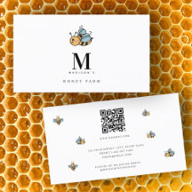 Honey Bee Luxury Monogram Minimalistisch QR Code