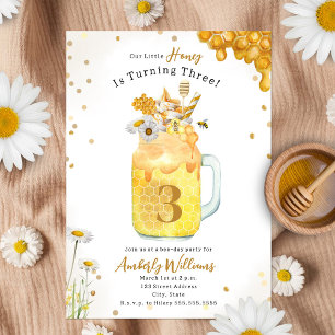 Honey Bee Milkshake Floral Geburtstag Einladung