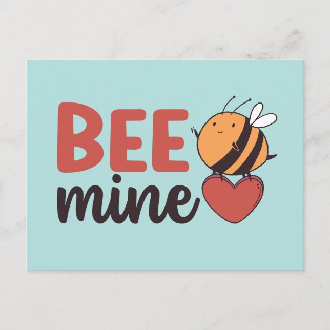 Honey Bee Mine Niedlich Pun Funny Valentine's Day Postkarte (Vorderseite)