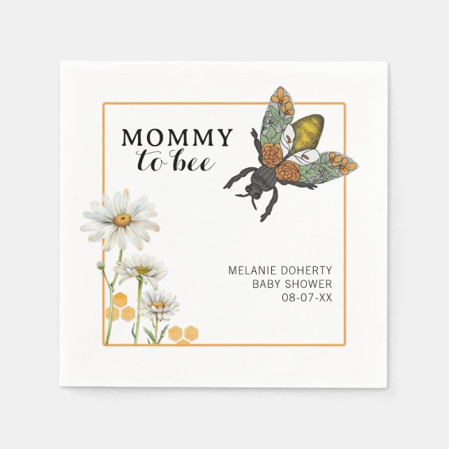 Honey Bee Mommy to Bee Baby Shower Napkins | Bumbl Serviette (Vorderseite)