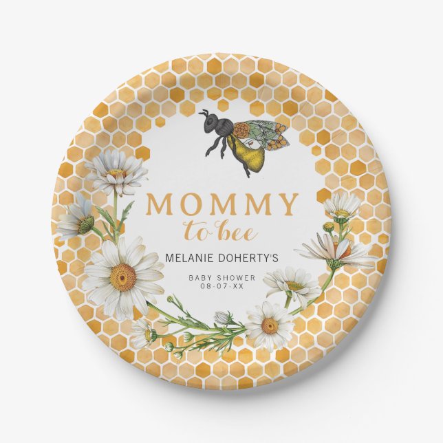 Honey Bee Mommy to Bee Baby Shower Tellers | Pappteller (Vorderseite)
