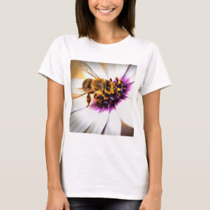 Honey Bee on African Daisy Acrylic Art T-Shirt
