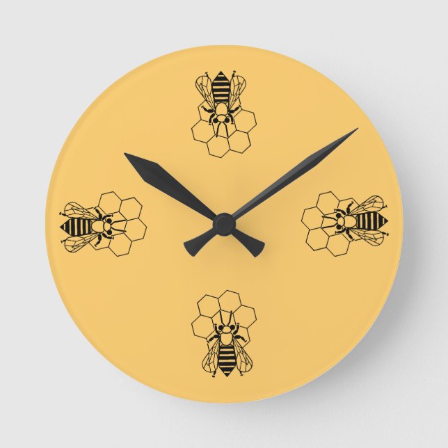 Honey Bee on comb Runde Wanduhr (Vorderseite)
