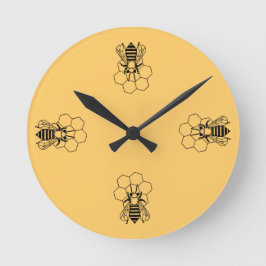 Honey Bee on comb Runde Wanduhr