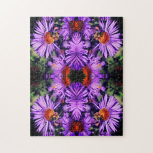 Honey Bee On Lila Aster Blume Abstrakt Puzzle