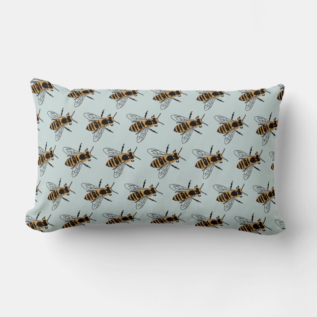 Honey Bee Painting Bee Illustration Throw Kissen (Vorderseite)