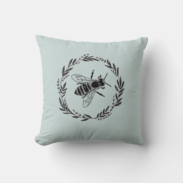 Honey Bee Painting Bee Illustration Throw Kissen (Vorderseite)