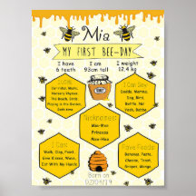 Honey Bee Party Meilenstein 1. Bee-Day Poster