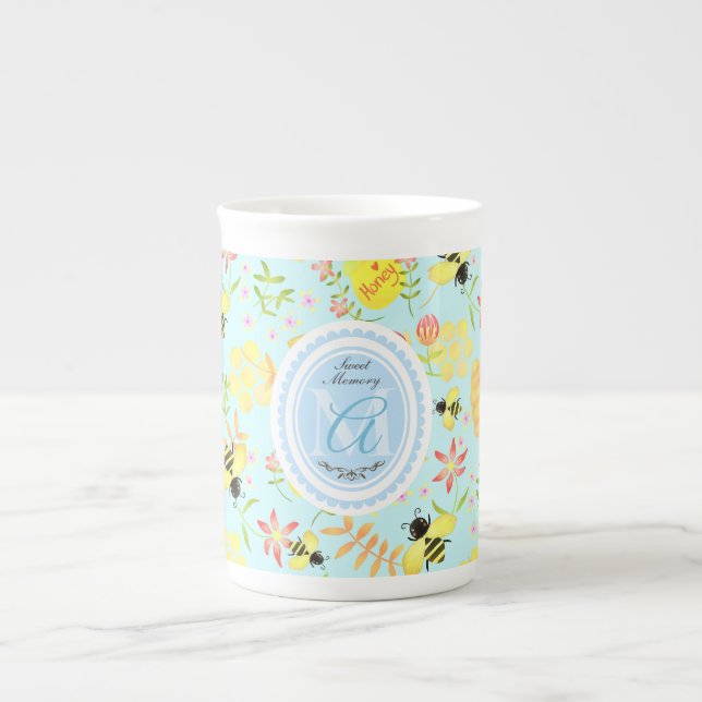 Honey Bee Pastel Blue Prozellantasse (Vorderseite)