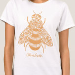 Honey Bee Personalisiert T-Shirt<br><div class="desc">Eine goldene Blütenhonigbiene für diejenigen,  die Natur und Bestäuber Liebe. Originelle Kunst von Nic Squirrell. Ändern Sie den Namen oder den Text,  um ihn zu personalisieren.</div>