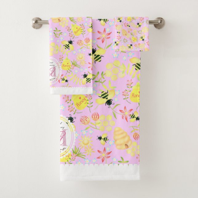Honey Bee Pink Badhandtuch Set (Insitu)