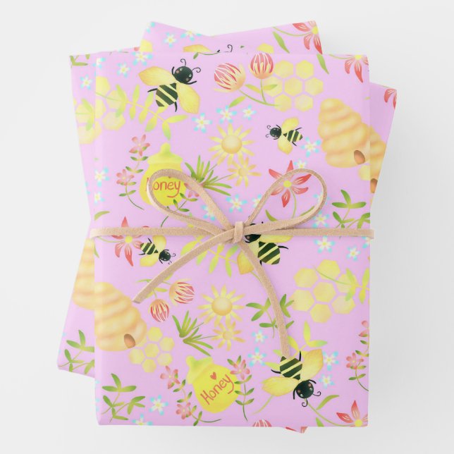 Honey Bee Pink Geschenkpapier Set (Beispiel)