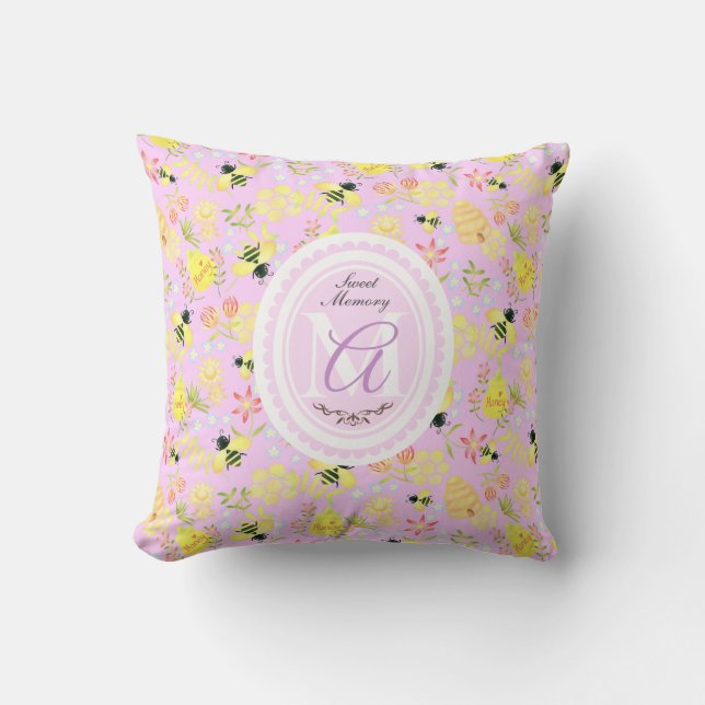 Honey Bee Pink Kissen (Vorderseite)