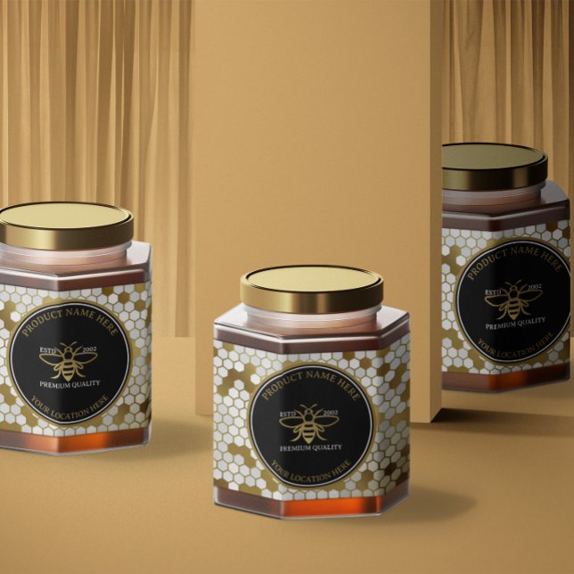 Honey Bee Product Custom Rectangle Jar Label Rechteckiger Aufkleber (Von Creator hochgeladen)