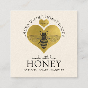 Honey Bee Products Illustriert Logo Gold Foil Quadratische Visitenkarte