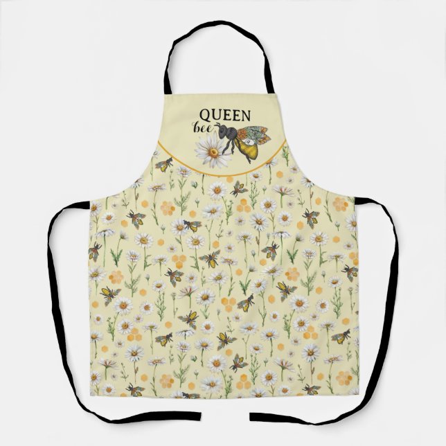 Honey Bee Queen Bee Floral Schürze | Honeycomb Bab (Vorderseite)