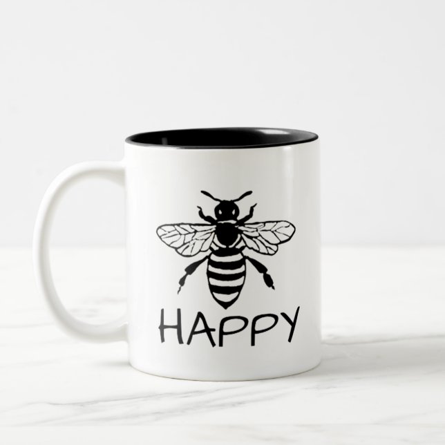 Honey Bee/ Sei glücklich Zweifarbige Tasse (Links)