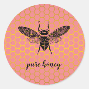 Honey Bee Seller Apiarist Gold Pink Vintag Runder Aufkleber
