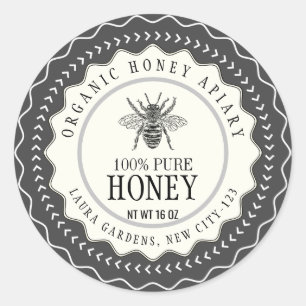 Honey Bee Seller Apiarist Vintag Black Runder Aufkleber