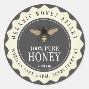 Honey Bee Seller Apiarist Vintag Black Runder Aufkleber