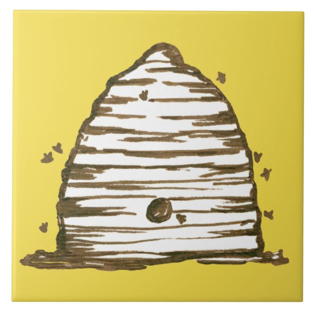 Honey Bee Skep Yellow Fliese (Vorderseite)