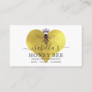 Honey Bee Skincare Gold Foil On White Visitenkarte