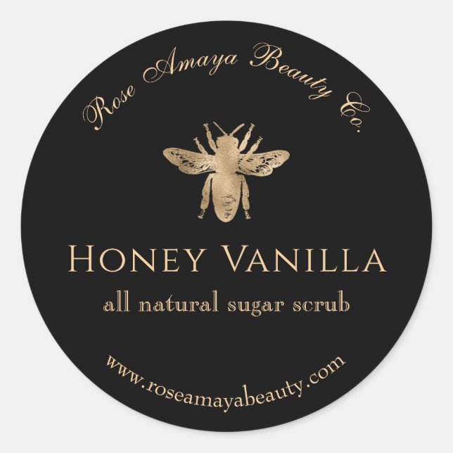 Honey Bee Sugar Scrub Kosmetischer Wellness-Center Runder Aufkleber (Vorderseite)
