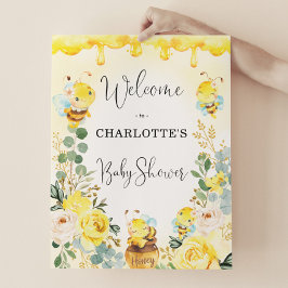 Honey Bee Summer Yellow Floral Baby Dusche Willkom Poster
