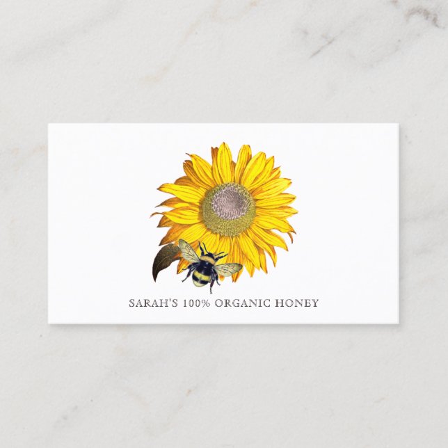 Honey Bee Sunflower Beekeeper Aviary Business Card Visitenkarte (Vorderseite)