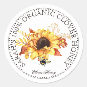 Honey Bee Sunflower Honey Jar Label Runder Aufkleber