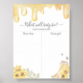 Honey Bee Sunflowers Gender Reveal Abstimmung Char Poster