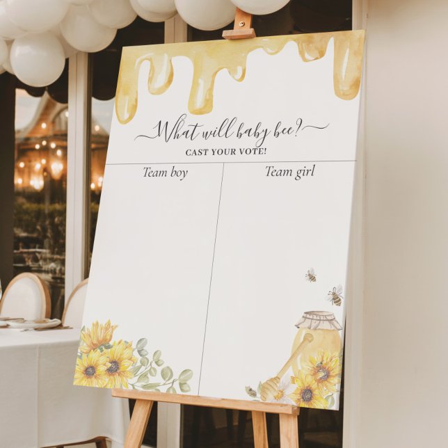 Honey Bee Sunflowers Gender Reveal Abstimmung Char Poster (Von Creator hochgeladen)