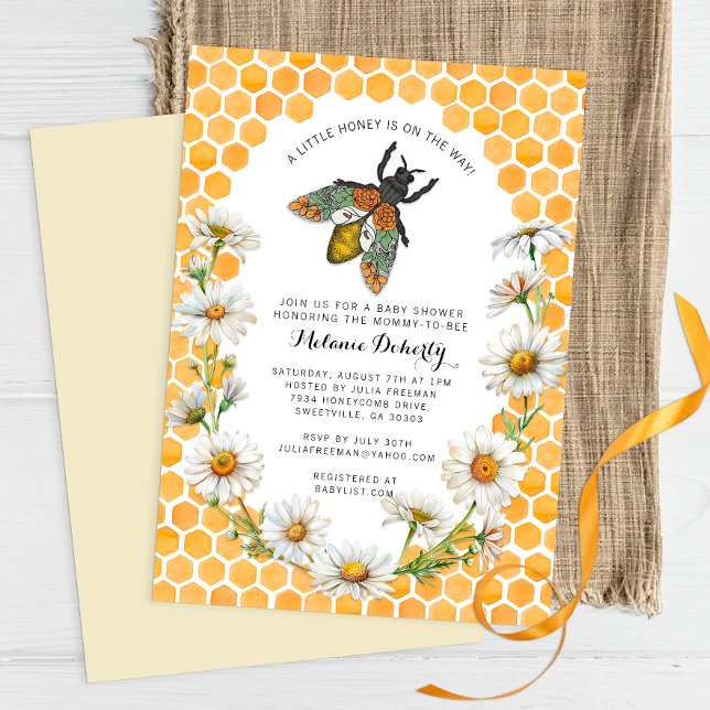 Honey Bee Sweet Little Honey Baby Dusche Einladung (Honeycomb Bee Invite)