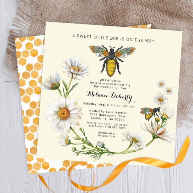 Honey Bee Sweet Little Honey Baby Dusche Einladung (Watercolor Bumblebee Baby Shower Invite)
