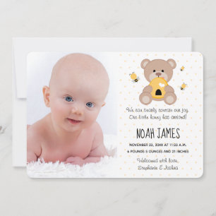 Honey Bee Teddy Bear Geburtsankündigung Ankündigung