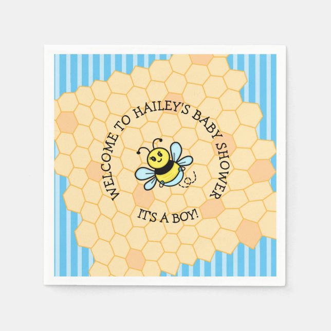 Honey Bee Themed Boy's Baby Shower Serviette (Vorderseite)
